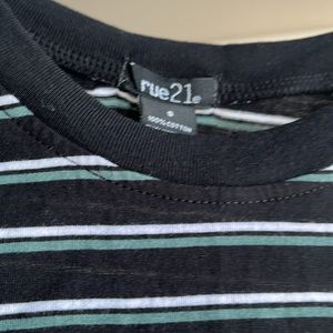 small striped baby tee from rue21 black and sea green stripes